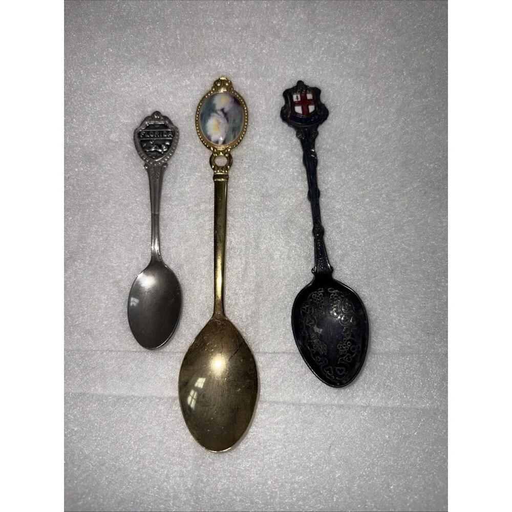 Spoons - 3 Vintage Souvenir, Copper, Stainless Steel. Florida, London